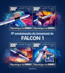 DJIBUTI - 2023 - Launch of Falcon I - Perf 4v Sheet - Mint Never Hinged