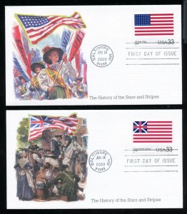 US 3403a-t The Stars and Stripes UA set of 20 Fleetwood cachet FDCs