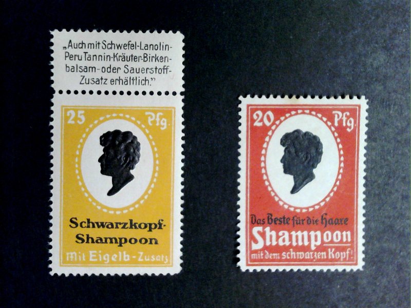 German Poster Stamp -Schwarzkopf Shampoo Advertisement Stamps