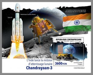 CENTRAL AFRICAN REP. 2023 MNH Indian Chandrayaan-3 space IMPERFORATED S/S #636b2