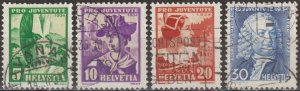 EDSROOM-20525 Switzerland B69-B72 Used 1934 Complete Semi Postals CV$22.35