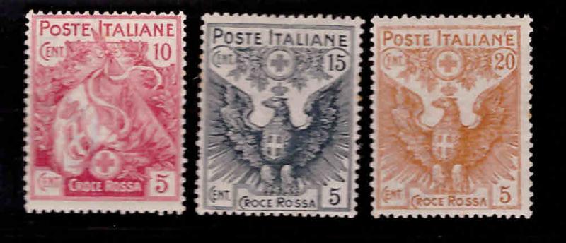 Italy Scott B1-B3 MH* red cross semi-postal set CV $47.75