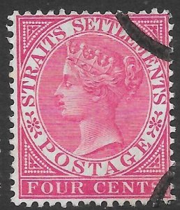 MALAYA STRAITS SETTLEMENTS SG51 1882 4c ROSE USED