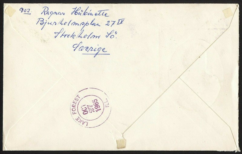 wc058 Sweden Fredrika Bremer Oct. 25, 1965 FDC first day cover registered to USA