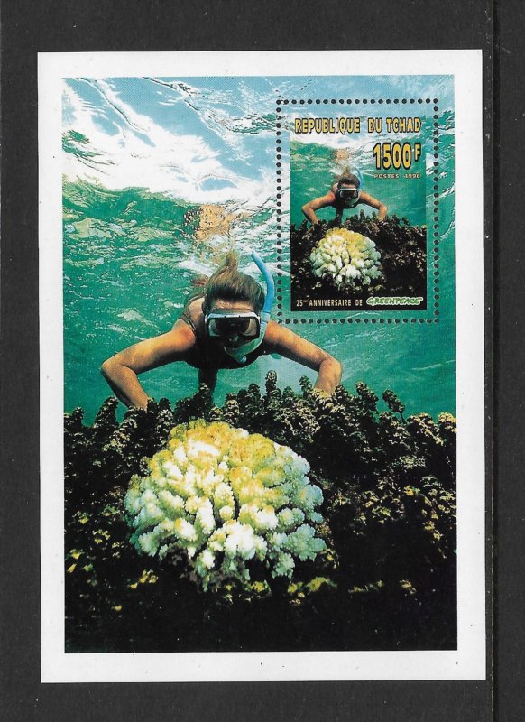 CORAL - CHAD #655 CORAL AND DIVER   MNH