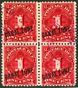 CANAL ZONE #J1 USED BLOCK OF 4