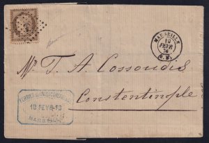 France 1876 30c Ceres Marseille Boite Mobile to Constantinople Mourning Cover