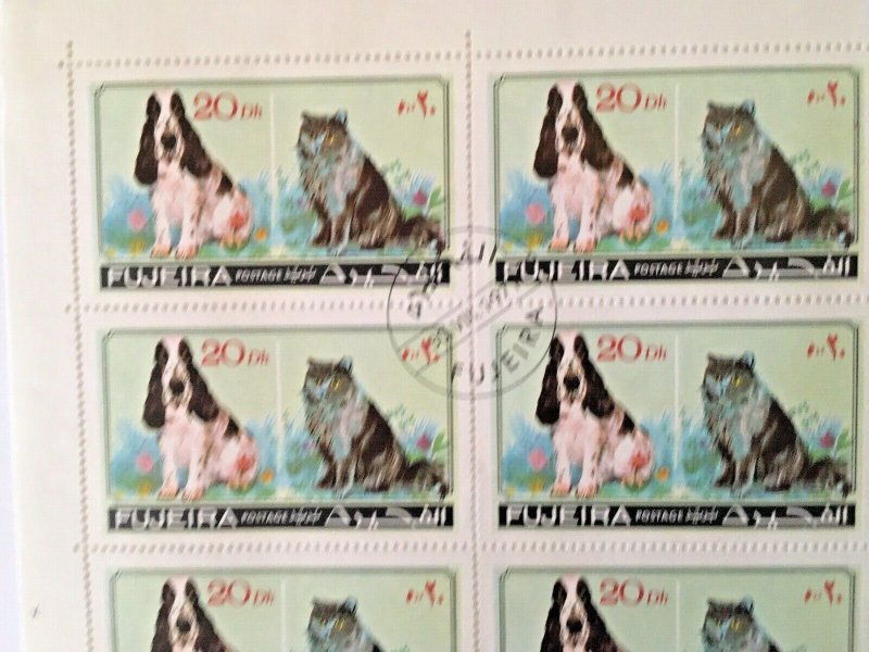 FUJEIRA 1971 - 1972, 2 Sheets CTO, ANIMALS - Bird, Dog, Cat - Free Shipping