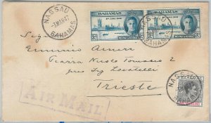 56285  - BAHAMAS -  POSTAL HISTORY -10 p rate on COVER to Trieste ITALY 1947