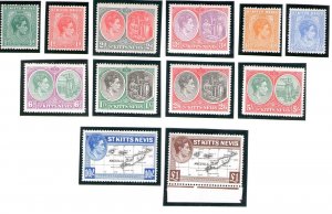 1938 ST. KITTS NEVIS Giorgio VI. Set of 12 SG n. 68a/77 MNH**