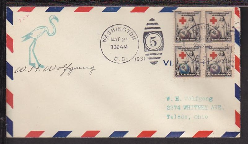 US 703 Red Cross B/4 1931 Typed FDC 