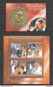 2011 Togo Royal Families Royalty Monarchy On Europe !! Gold 1Kb+1Bl ** Tg1102