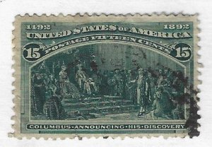 USA Sc #238  15c blue green used VF