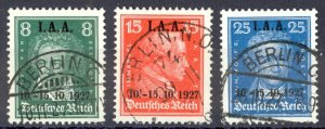 Germany Sc# 363-365 Used 1927 overprint Famous People