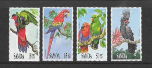 BIRDS - SAMOA #786-9 PARROTS MH