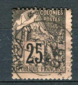 FRENCH COLONIES; 1880s General issue used 25c. value + Postmark,