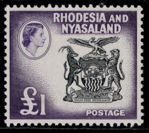 RHODESIA & NYASALAND QEII SG31, £1 black & deep violet, LH MINT. Cat £48.