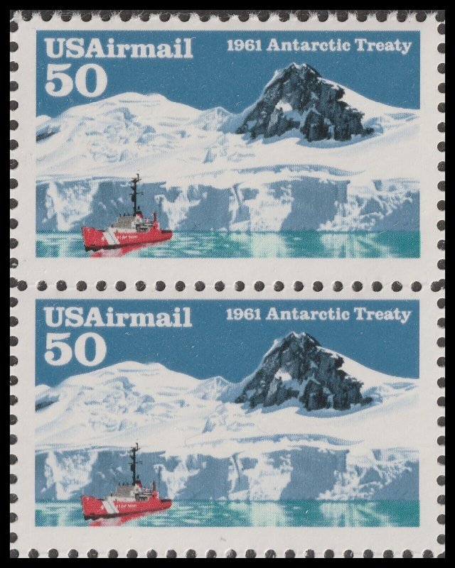 US C130 Airmail Antarctic Treaty 50c vert pair MNH 1991