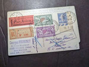 1929 Registered France Airmail Postcard Cover Bourget to Paris Georges Fouminet