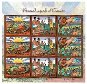 Zambia 2000 - African Legends of Creation - Sheet of 9 - Scott 906 - MNH