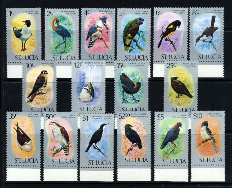 ST LUCIA Queen Elizabeth II 1976 The Complete Birds Set SG 415 to SG 430a MNH