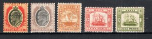 Malta 1904-14 values 4d to 5d SG 54-60 MH