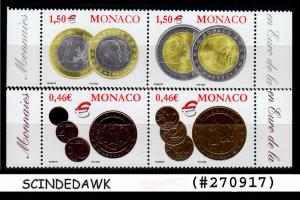 MONACO - 2002 Introduction of Euro notes and coins - 4V - MINT NH GOLD STAMPS