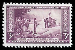 PCBstamps   US # 739 3c Wisconsin Tercentenary, MNH, (18)