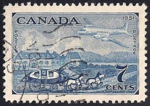 Canada #313 7 cent Stagecoach & Plane used EGRADED XF 88 XXF