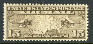 USA 1926 Airmail 15¢ Brown Map & Mail Plane Scott C8 MNH Z893