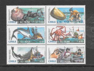 CHILE #895 MARINE LIFE (BLOCK) MNH