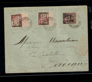 French Congo #13 & #14 (Yvert #7d & #8) Extra Fine Used On Cover To Bordeaux