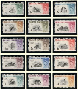 FALKLAND ISLANDS 1960 Birds; Scott 128-42, SG 193-207; MNH