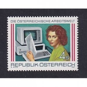 Austria  #1377   MNH 1987 industry office worker with computer 4s
