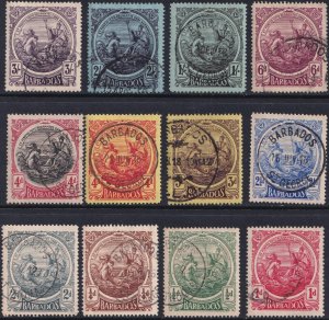 Sc# 127  // 138 (-139) Barbados 1916 - 1918 Seal Colony short used set CV $302