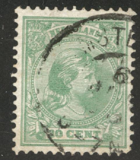 Netherlands Scott 46 used Princess Wilhelmina  1891-1894