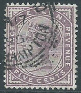 Ceylon, Sc #131, 5c Used