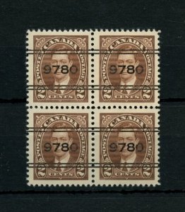 ?6-232 VANCOUVER  2c block of 4, MNH PRECANCEL Cat $10 used Canada