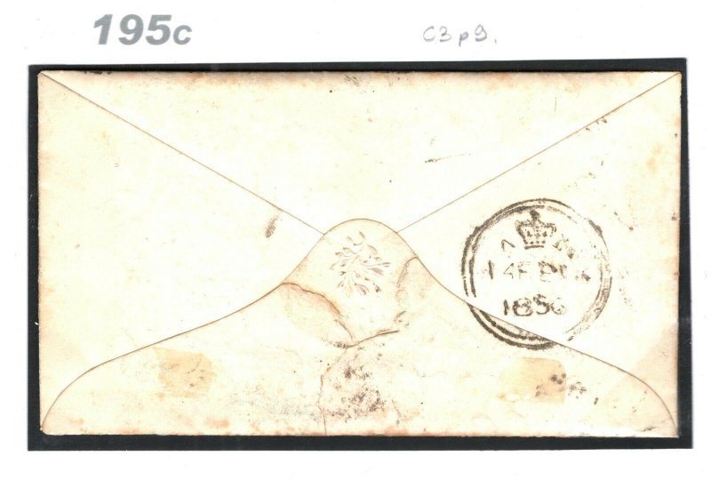 GB 6d EMBOSSED COVER 1856 Registered London Birmingham SG.59 cat £1100 195c  