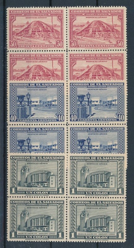 [116141] El Salvador 1946 Maya Piramia Airport Block of 4 MNH