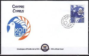 Cyprus Rep., Scott cat. 1015. FIFA-Soccer Centenary issue. First day cover. ^