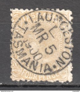 Tas151 1891 Australia Tasmania Four Pence Stamped 1900 Launceston Gibbons Sg ...