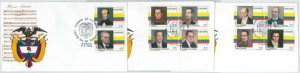 77114 - COLOMBIA - POSTAL HISTORY - set of 3 FDC COVERS 1982 Politics Presidents
