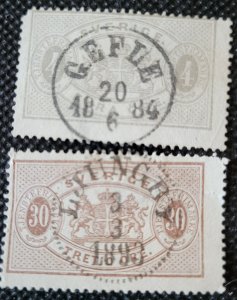 Sweden , 1881-96, Official Mail, O-14a & O-22, used, SCV$3.45