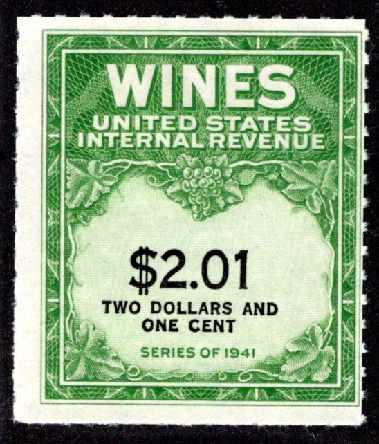 Scott RE199, $2.01, MNH, NGAI, F, Fresh, Type of 1942-49, USA Wine Revenue Stamp