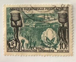 French Equatorial Africa 1956 Scott 190 used - 10fr, Chad, production cotonniere