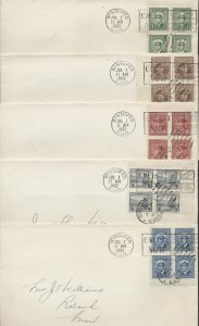 1942 #249-253 255 Original 1c-5c War Issue FDCs Blocks Winnipeg Enlist Slogans