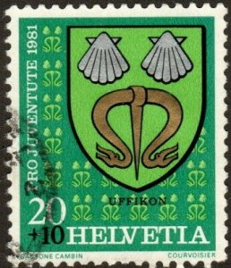 Switzerland B484 - Used - 20c+10c Coat of Arms / Uffikon (1981)