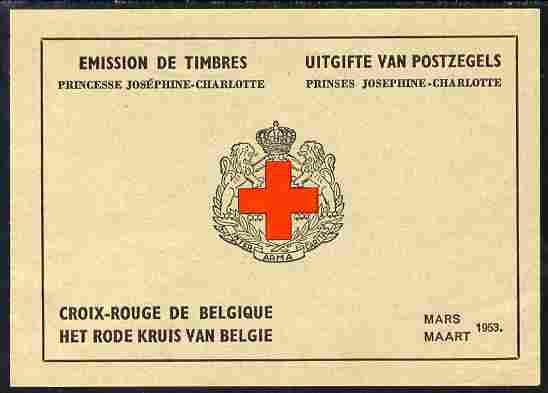 Booklet - Belgium 1953 Red Cross 20f booklet complete and...