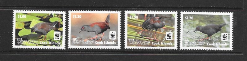 BIRDS - COOK ISLANDS #1520-3  SPOTLESS CRAKE  WWF   MNH